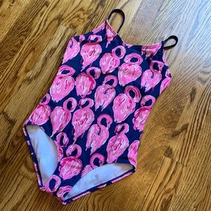 Kami Girls Pink Flamingo One Piece Swimsuit